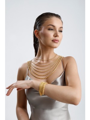 Zümrüt Sarraf 14 Ayar Altın Halat Zincir Bileklik 3 mm