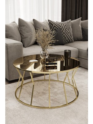 Home Plus Mobilya Kum Saati Orta Sehpa Gold Kaplama Bronz Ayna