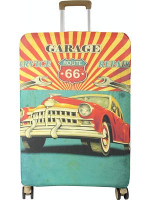 My Saraciye (MY#155 Route 66) Valiz Için kılıf Kırmızı-Mavi-Orta Boy