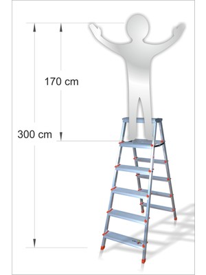 M3 Decorium Iki Taraflı 6 Basamaklı Açılıp Kapanan Kolay Taşınan Emniyetli Hafif Aluminyum Merdiven Basamak