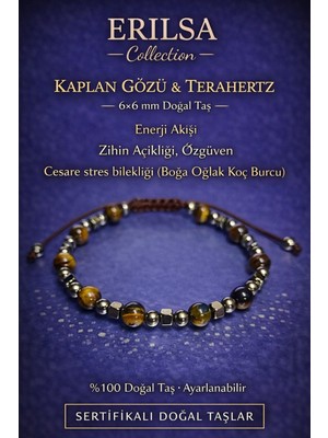 Erilsa Sertifikalı Zihin Açıklığı Özgüven Cesaret Stres Bilekliği - Kaplangözü Terahertz Doğal Taş 6mm