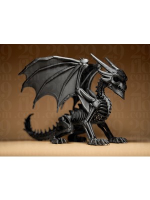 Linova Iskelet Şeklinde Ejderha Heykel Biblo Dekoratif Obje