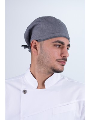 Chef Bone Kep Aşçı Şef Şapkası Gri