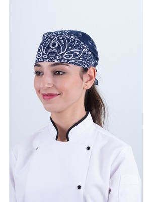 Chef Bone Kep Aşçı Şef Şapkası Şal Desen Bandana
