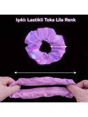 Just Cheap Store Lila Mor Renk LED Işıklı Lastikli Saç Tokası - 3 Modlu Festival &amp; Parti Saç Tokası