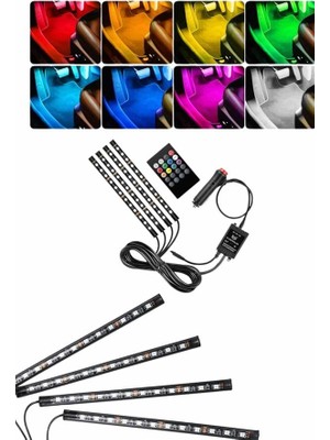 FRY Rgb Işıklı Araç Içi Aydınlatma Kumandalı 12'li LED Işık Renk Değiştirebilen