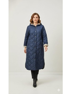 Micca Soft Elyaf Dolgulu Özel Garni Detaylı Astarlı Zamansız Kaban Manto Plus-Laci