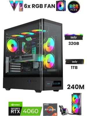 Nextgen H Ryzen 5 7500F 32GB Ddr5 1tb M.2 Nvme Rtx 4060 8gb 240MM Sıvı Soğutma Oyuncu Masaüstü Bilgisayarı