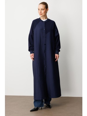 Micca Krep Doku Üst Beden ve Kare Kapitone Jakar Alt Beden Zamansız Mevsimlik Trench / Kap-Laci