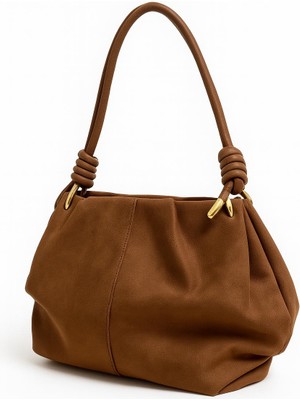 Lorevie Kadın Süet Büzgü Detaylı El ve Omuz Çantası