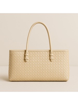 Lorevie Kadın Örgü Dokulu Fermuarlı Tote El ve Omuz Çantası