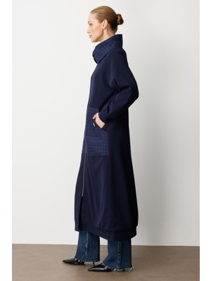 Micca Kare Jakar Kapitone ve Krep Doku Mix Astarlı Mevsimlik Spor Trench Kap-Laci