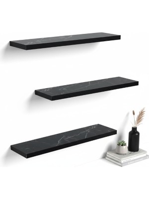 SürLaz 3'lü Duvar Rafı Banyo Mutfak Rafı 45 cm Uçan Raf Dekoratif Raf