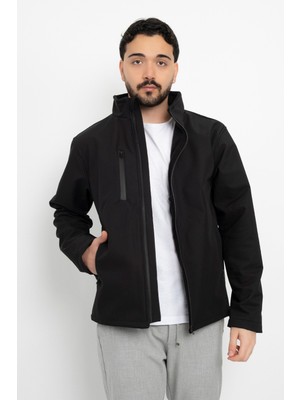 Softshell Içi Polarlı Su Geçirmez Standart Fit Ceket Rüzgar Geçirmez Tam Fermuar Kışlık Unisex Mont