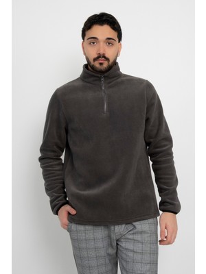 Anti-Pilling Tüylenme Yapmayan Standart Fit Yarım Fermuarlı Soğuk Geçirmez Polar