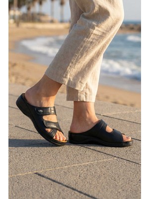 Gezer Paleng Kadın Ayarlanabilir Hakiki Deri Terlik