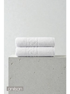 Anılsan 2'li Rita Beyaz  Banyo Havlusu - 70x140 Cm, 490Gr, %100 Pamuk, Spa Ve Otel Havlusu