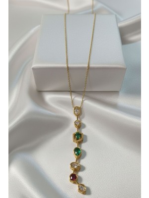 Aslı Kiraz Jewerly Kristal Taşlı Geometrik Y Kolye Gold Krstl-Tsl-Gmtrk-Y-Kly-Gld