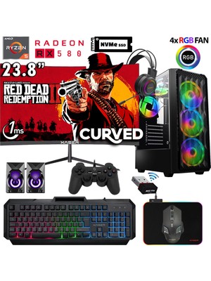 Xaser Armor X40 Ryzen 5 5500 16GB Ram 512GB M.2 Nvme SSD 8gb RX580 24 Curved Oyuncu Tavsiye Sistem