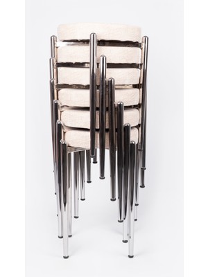 EKİPMETAL Tabure 6 Adet Kumaş Krem