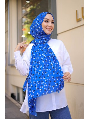 Shalby Tesettür Nora Bürümcük Şal Saks Mavi