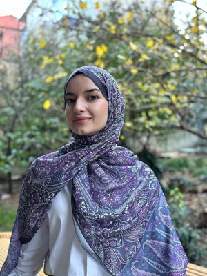 Shalby Tesettür Dalia Desen Pamuk Şal Mor