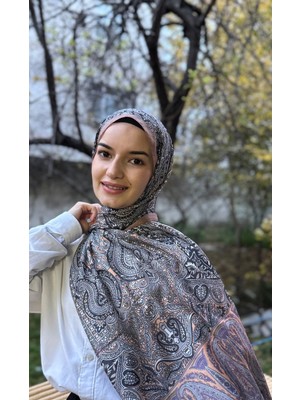 Shalby Tesettür Dalia Desen Pamuk Şal Sütlü Kahve
