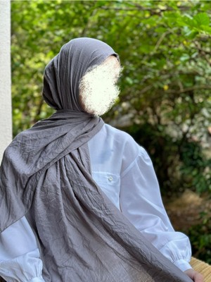 Shalby Gri Tesettür Pamuklu Crash Şal