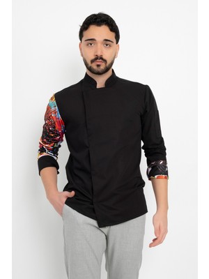 Çikolata Desenli Kol Detaylı Şef Ceket Aşçı Uniforma (Chef Ceket) Personel Kıyafeti