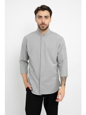 Çizgili Klasik Aşçı Şef Gömlek Aşçı Uniforma (Chef Gömlek) Personel Kıyafeti