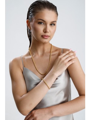 Zümrüt Sarraf 14 Ayar Altın Halat Zincir Bileklik 6 mm