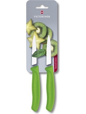 Victorinox 6.7636.L114B 8cm Yeşil 2li Tırtıklı Soyma Bıçağı, Blisterli Paket