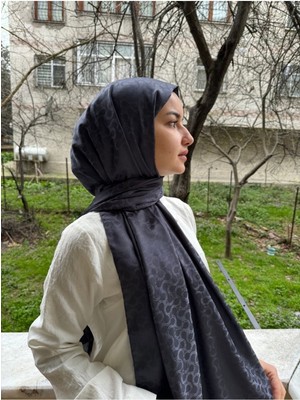 Shalby Tesettür Ipeksi Pamuk Jakar Lory Desen Şal Antrasit