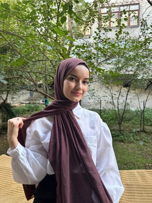 Shalby Tesettür Pamuk Crash Şal Çikolata