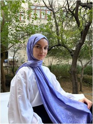 Shalby Tesettür Ipeksi Pamuk Jakar Rings Desen Şal Eflatun