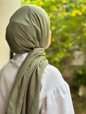 Shalby Kadın Pamuk Crash Şal Adaçayı Renk ve Ütü Gerektirmeyen Hafif Yapısıyla 4 Mevsim Kullanıma Uygun