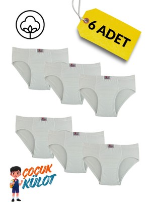 Cennetoğlu Erkek Çocuk 6'lı %100 Pamuk Beyaz Külot