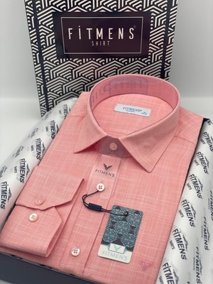 Fitmens Klasik Uzun Kol Cepsiz Keten Yaka Alttan Düğmeli Hediye Kutulu Erkek Gömlek FS-003686 - Kavun Içi