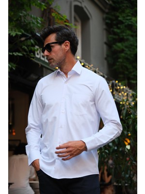Fitmens Klasik Uzun Kol Gold Saten Hediye Kutulu Erkek Gömlek FS-002160 - Beyaz