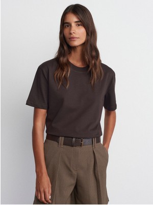 Dilvin 30312 Dekoratif Dikişli Bisiklet Yaka Tshirt