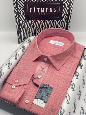 Fitmens Klasik Uzun Kol Cepsiz Keten Yaka Alttan Düğmeli Hediye Kutulu Erkek Gömlek FS-003686 - Bordo