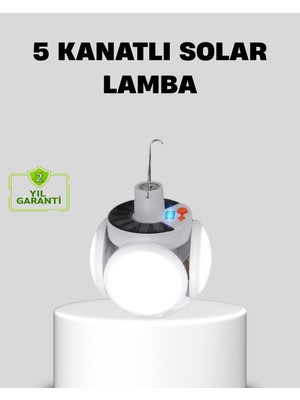 Zenvia Solar Güneş Enerjili ve USB Şarjlı 5 Kanatlı LED Kamp Lambası
