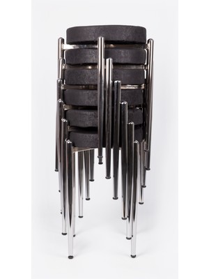 EKİPMETAL Tabure 6 Adet Kumaş Siyah