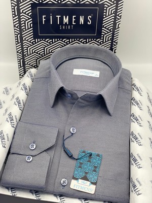 Fitmens Klasik Uzun Kol Oxford Hediye Kutulu Kolay Ütülenebilir Erkek Gömlek FS-001254 - Indigo