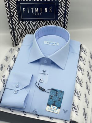 Fitmens Klasik Uzun Kol Gold Saten Cepsiz Hediye Kutulu Erkek Gömlek FS-003308 - Açık Mavi