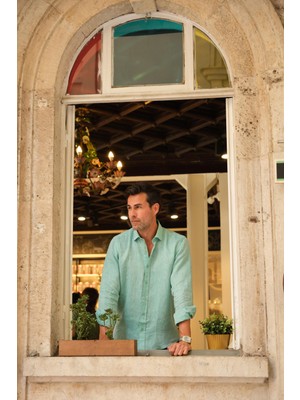 Fitmens Slim Fit Uzun Kol %100 Keten Nefes Alabilen Kumaştan Hediye Kutulu Erkek Gömlek FS-004170 - Mint