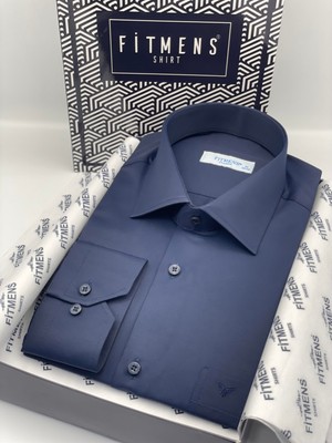 Fitmens Klasik Uzun Kol Gold Saten Hediye Kutulu Erkek Gömlek FS-002160 - Lacivert