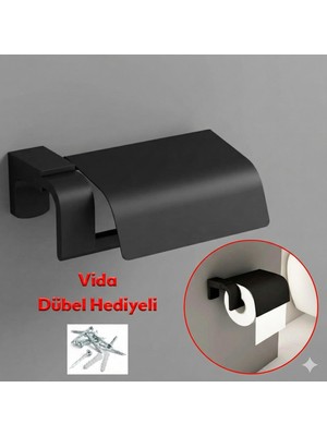 Nzb Metal Wc Kağıt Standı Kapaklı Tuvalet Kağıtlık Aparat Paslanmaz Sağlam Kaliteli Siyah