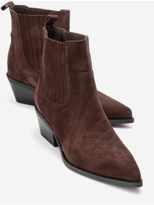 Luvi Julıeta Kahverengi Süet Hakiki Deri Kadın Western Bot