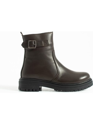 Plush Studio İstanbul Denise Kadın Hakiki Deri Bot – Olala Serisi | Tokalı & Fermuarlı, Düz Stil